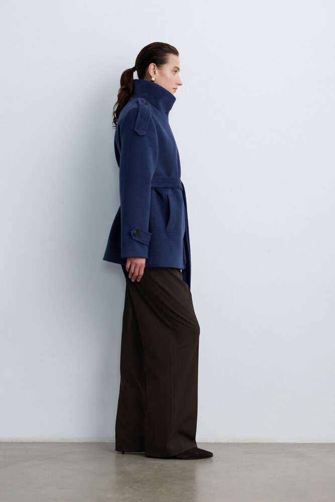 BE BLUE - PETROL DİK YAKA KAŞE KABAN