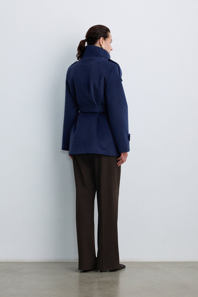 BE BLUE - PETROL DİK YAKA KAŞE KABAN