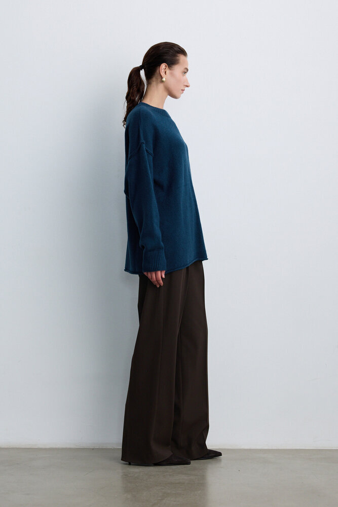 BE BLUE - PETROL DİKİŞ DETAYLI TRİKO KAZAK