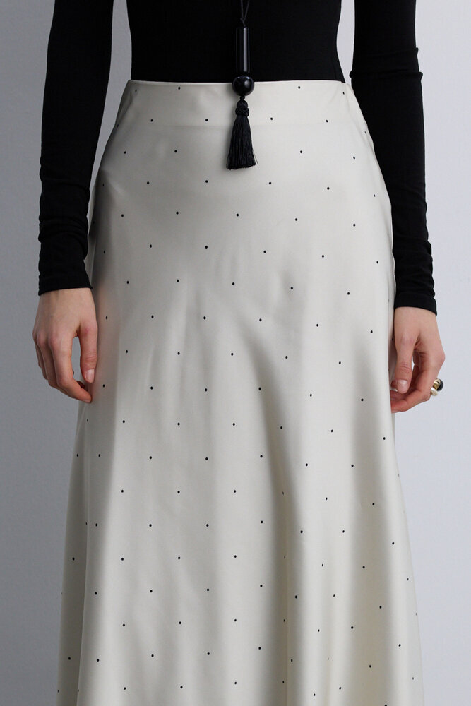 BE BLUE - PUANTİYE DESENLİ SATEN ETEK