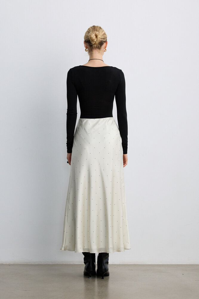 BE BLUE - PUANTİYE DESENLİ SATEN ETEK