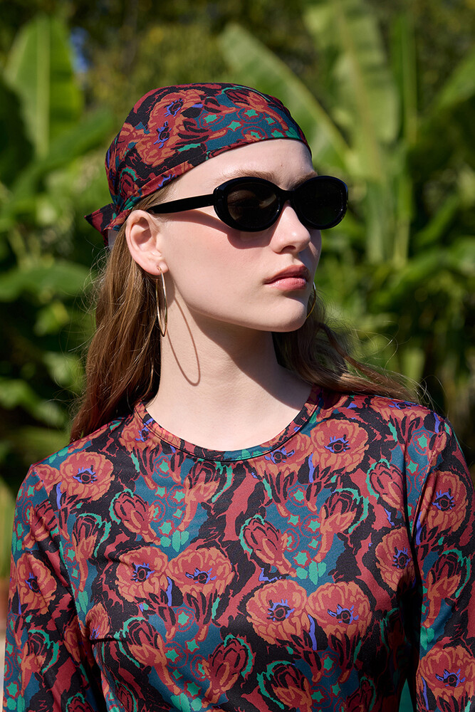 BE BLUE - RETRO FLORAL DESENLİ BANDANA