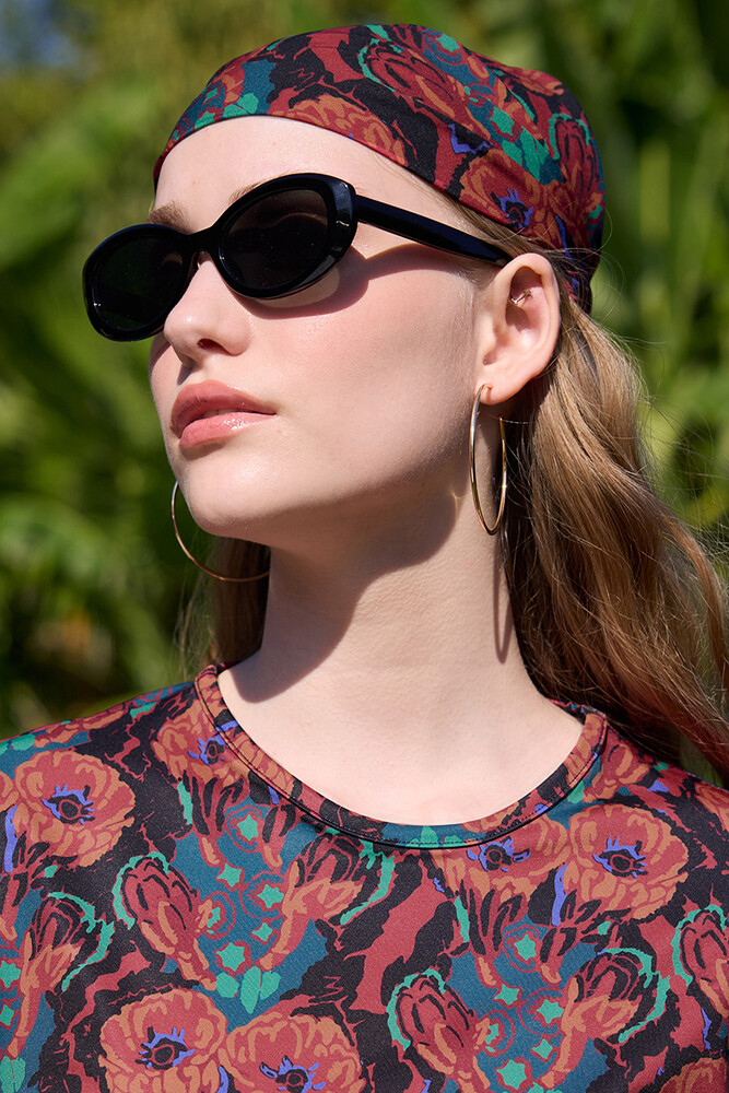 BE BLUE - RETRO FLORAL DESENLİ BANDANA