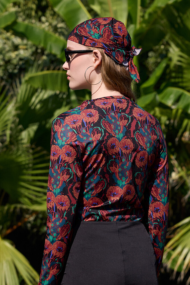 BE BLUE - RETRO FLORAL DESENLİ BANDANA