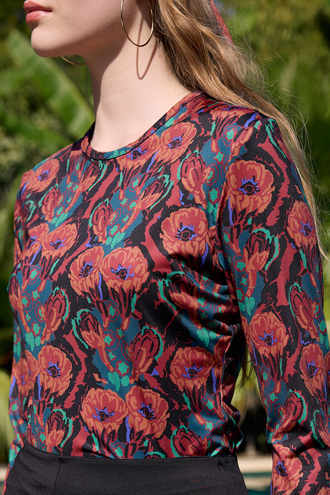 BE BLUE - RETRO FLORAL DESENLİ TESETTÜR MAYO BODY
