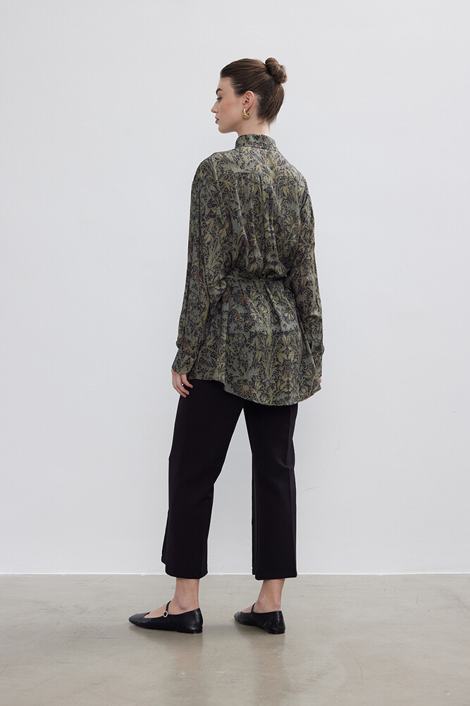 BE BLUE - RETRO FLORAL DESENLİ VINTAGE GÖMLEK