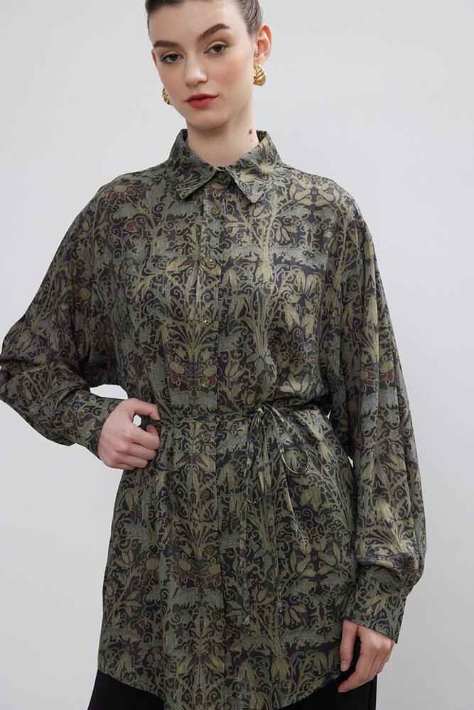 BE BLUE - RETRO FLORAL DESENLİ VINTAGE GÖMLEK