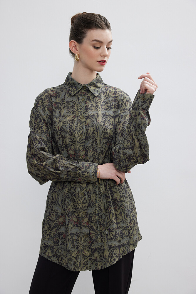 BE BLUE - RETRO FLORAL DESENLİ VINTAGE GÖMLEK