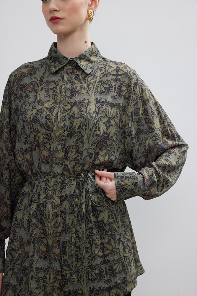 BE BLUE - RETRO FLORAL DESENLİ VINTAGE GÖMLEK