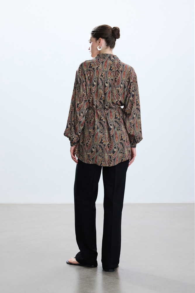 BE BLUE - RETRO ŞAL DESENLİ VINTAGE GÖMLEK