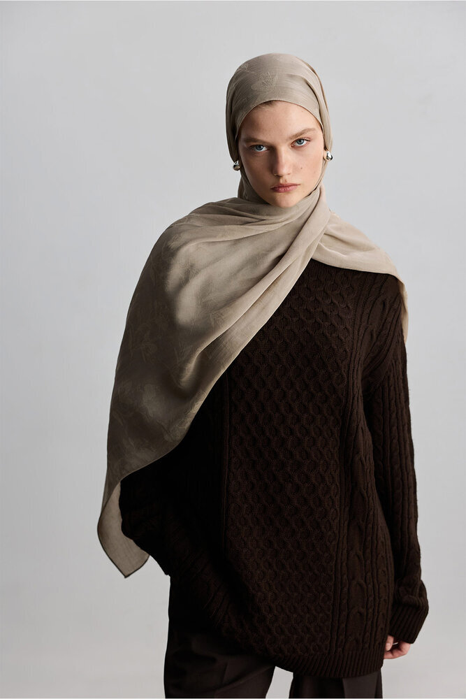 BE BLUE - SICAK BEJ MAGNOLIA MAT JAKARLI ŞAL