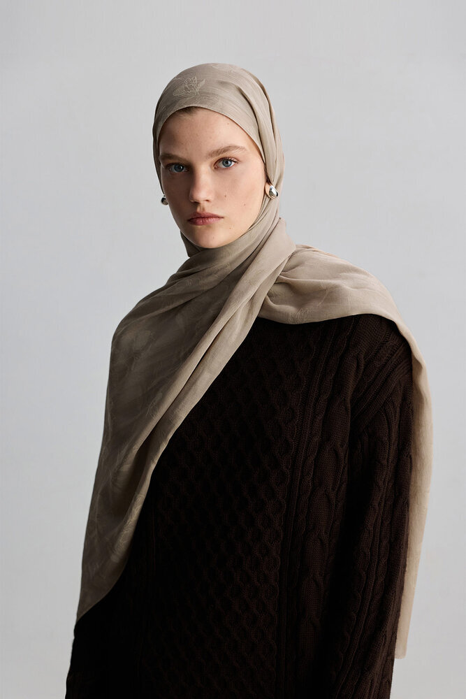 BE BLUE - SICAK BEJ MAGNOLIA MAT JAKARLI ŞAL