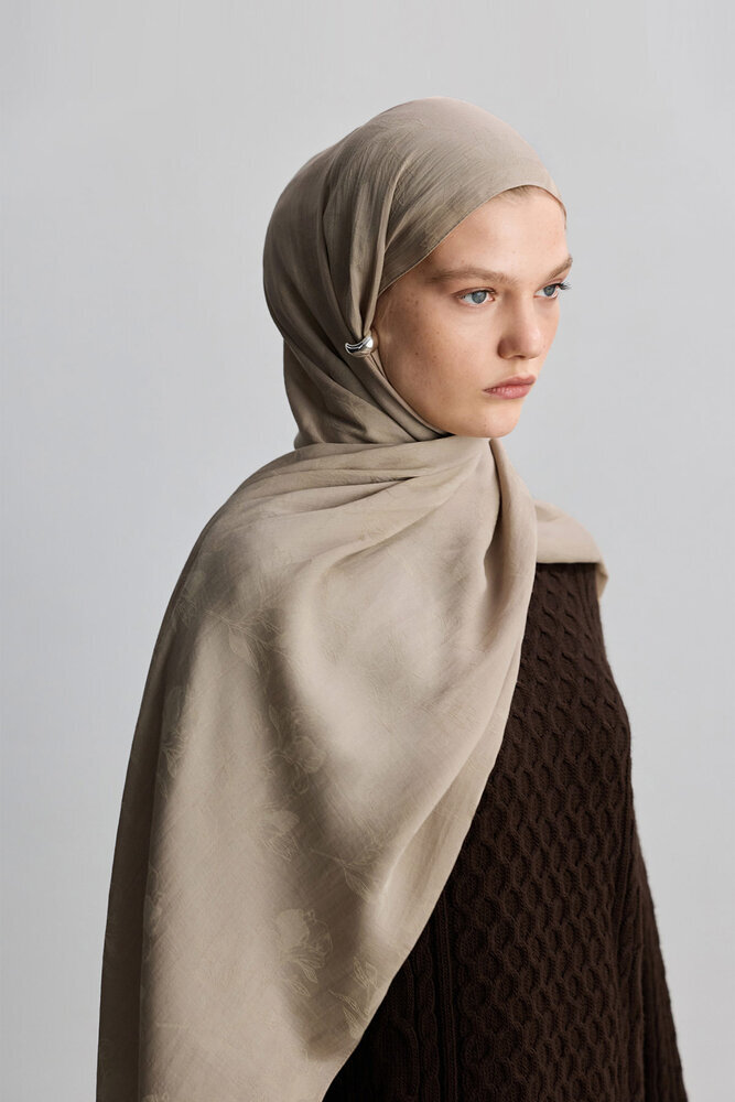 BE BLUE - SICAK BEJ MAGNOLIA MAT JAKARLI ŞAL