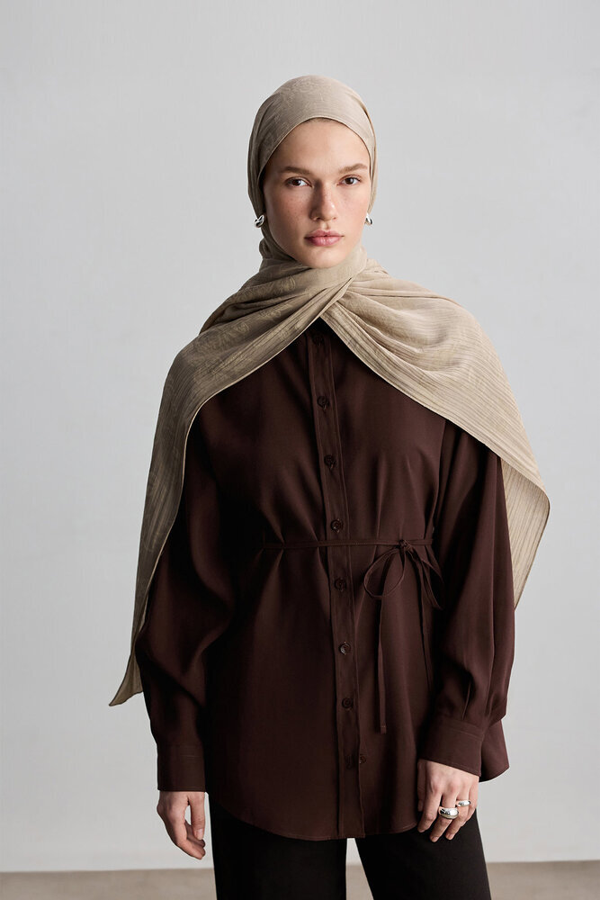 BE BLUE - SICAK BEJ ROSE MAT JAKARLI ŞAL