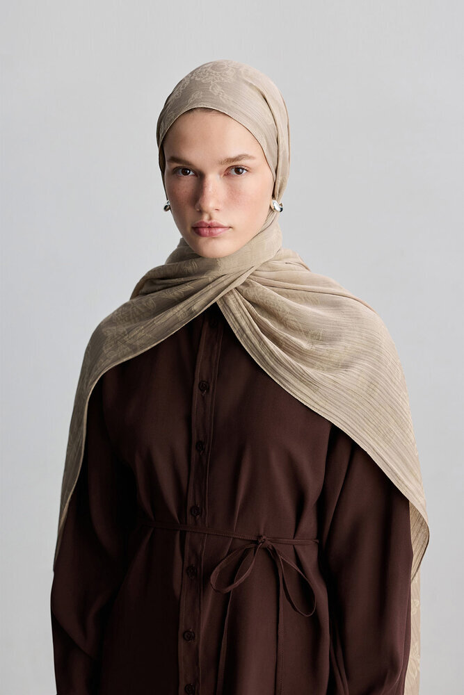 BE BLUE - SICAK BEJ ROSE MAT JAKARLI ŞAL