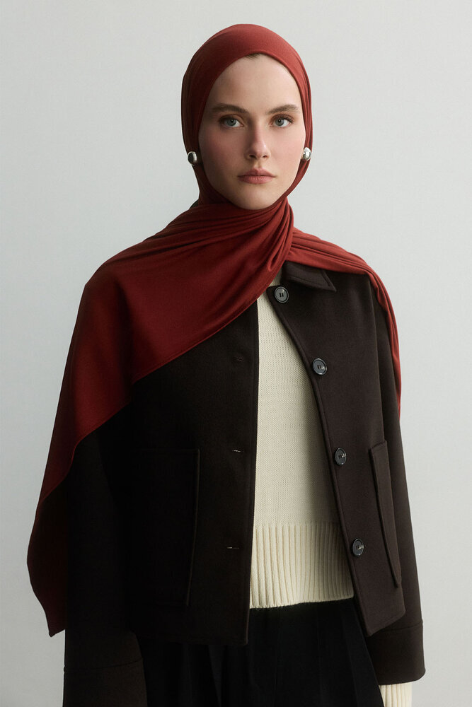 BE BLUE - SICAK KIRMIZI BAMBU PENYE ŞAL