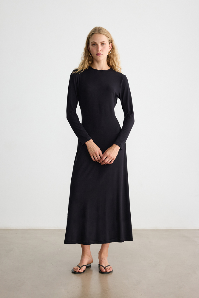 BE BLUE - SİYAH VİSKON ASTAR ELBİSE