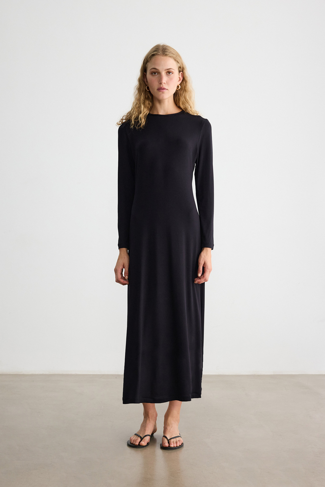 BE BLUE - SİYAH VİSKON ASTAR ELBİSE