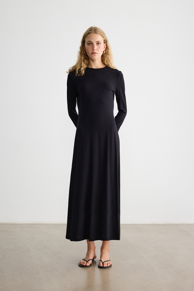 BE BLUE - SİYAH VİSKON ASTAR ELBİSE