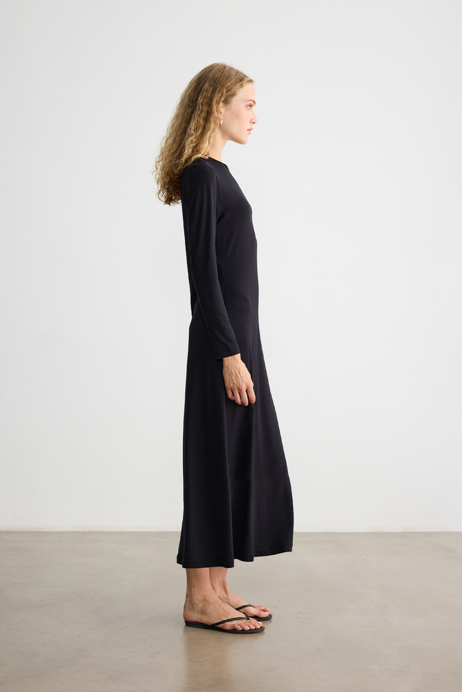 BE BLUE - SİYAH VİSKON ASTAR ELBİSE