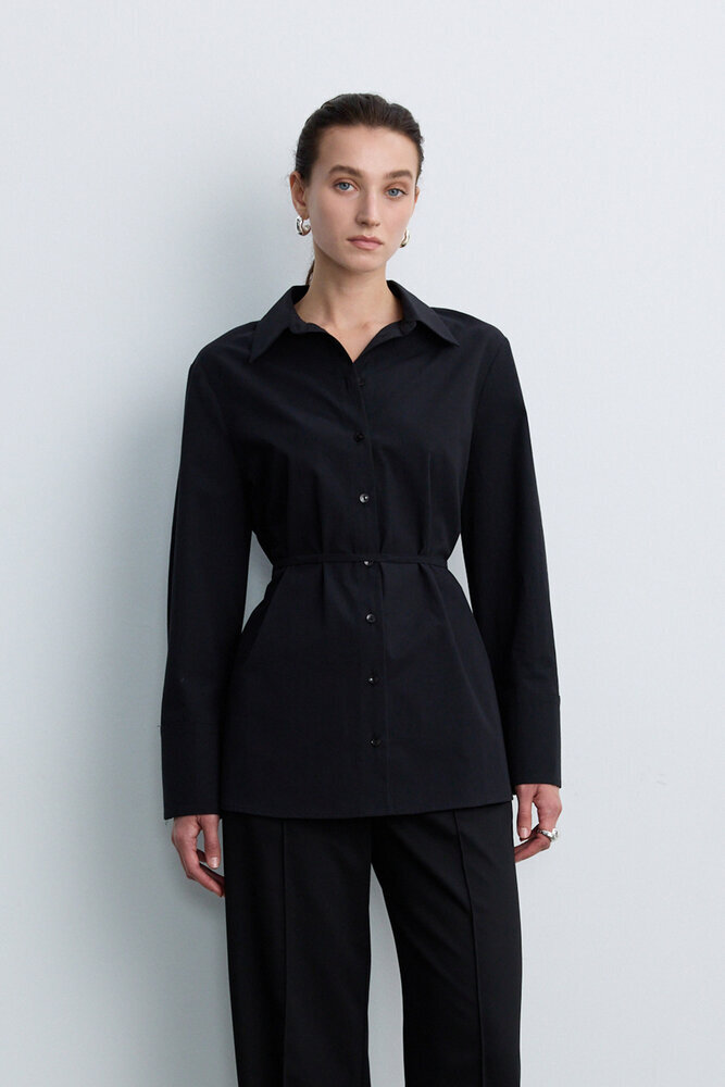 BE BLUE - SİYAH BAĞLAMA DETAYLI GÖMLEK