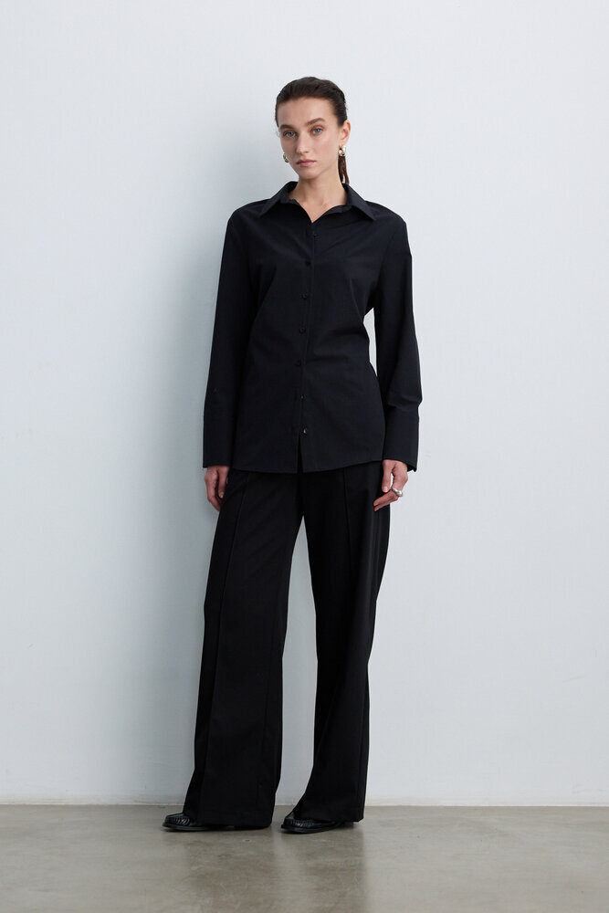 BE BLUE - SİYAH BAĞLAMA DETAYLI GÖMLEK