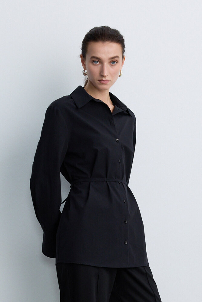 BE BLUE - SİYAH BAĞLAMA DETAYLI GÖMLEK