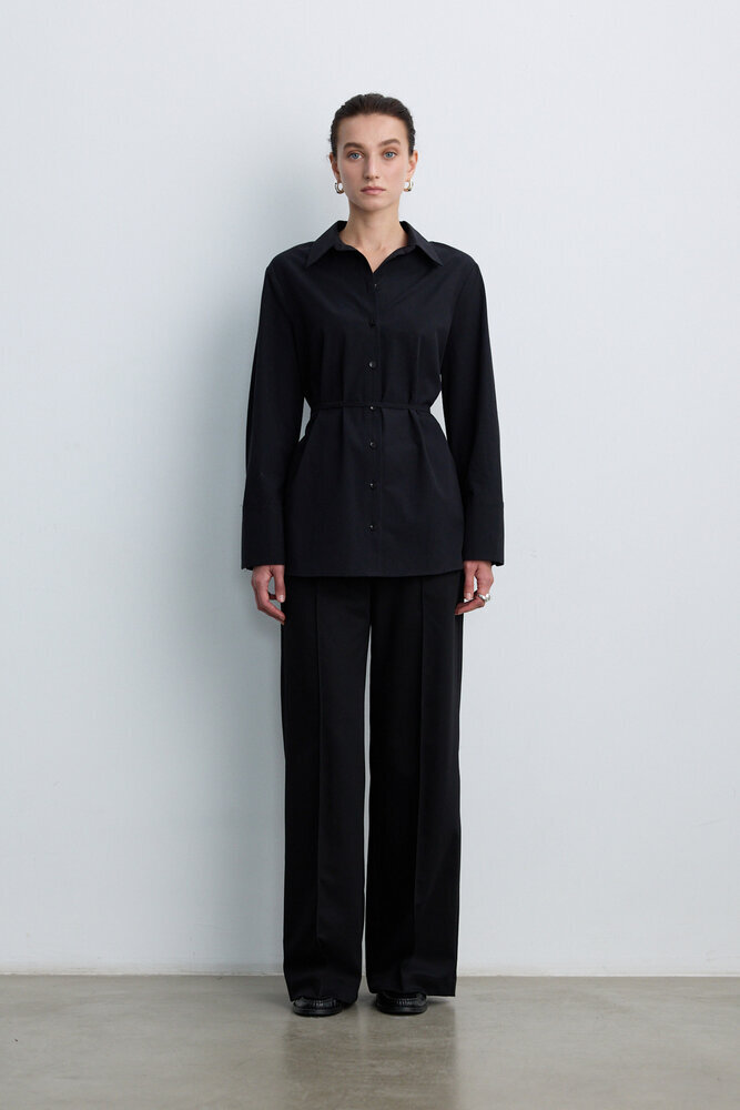 BE BLUE - SİYAH BAĞLAMA DETAYLI GÖMLEK