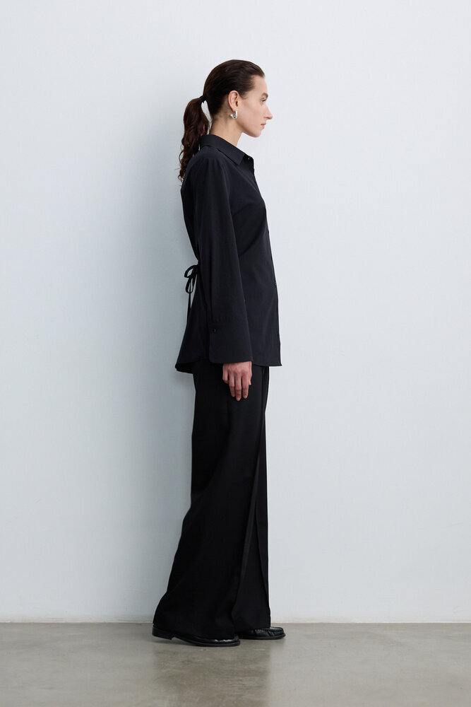 BE BLUE - SİYAH BAĞLAMA DETAYLI GÖMLEK