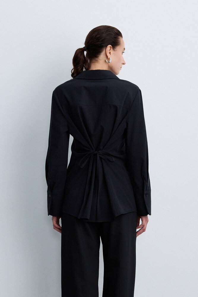 BE BLUE - SİYAH BAĞLAMA DETAYLI GÖMLEK