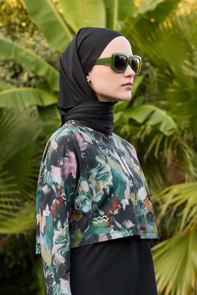 BE BLUE - SİYAH BAĞLAMALI TESETTÜR MAYO ŞAL