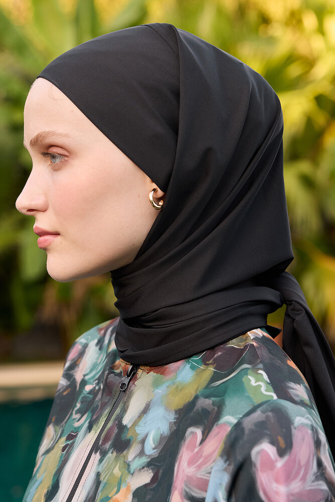 BE BLUE - SİYAH BAĞLAMALI TESETTÜR MAYO ŞAL