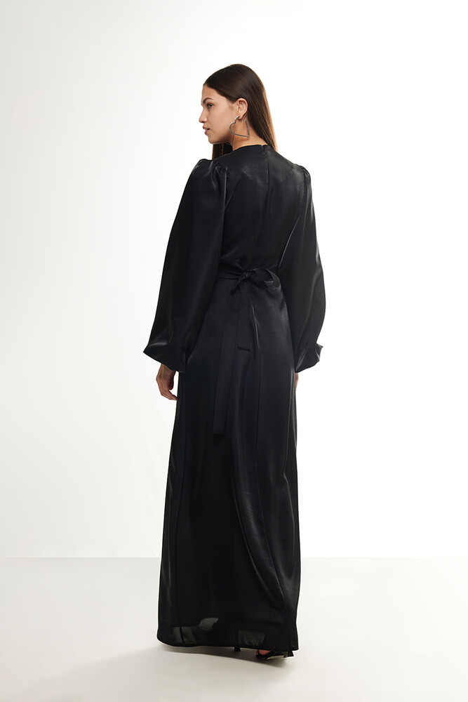 BE BLUE - SİYAH BALON KOLLU GECE ELBİSESİ