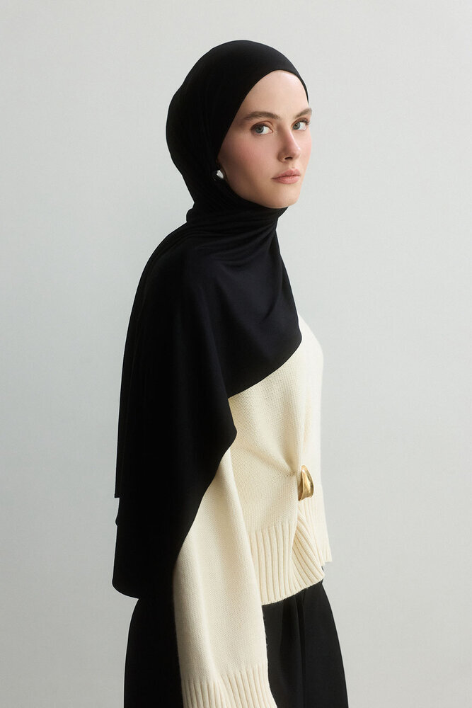 BE BLUE - SİYAH BAMBU PENYE ŞAL