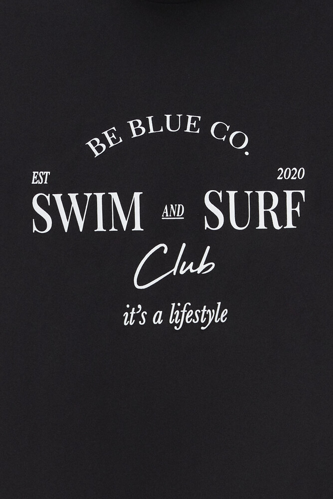 BE BLUE - SİYAH BASKILI SURF MAYO