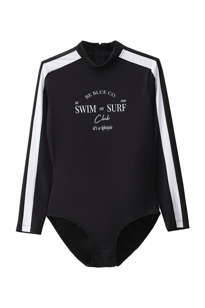 BE BLUE - SİYAH BASKILI SURF MAYO