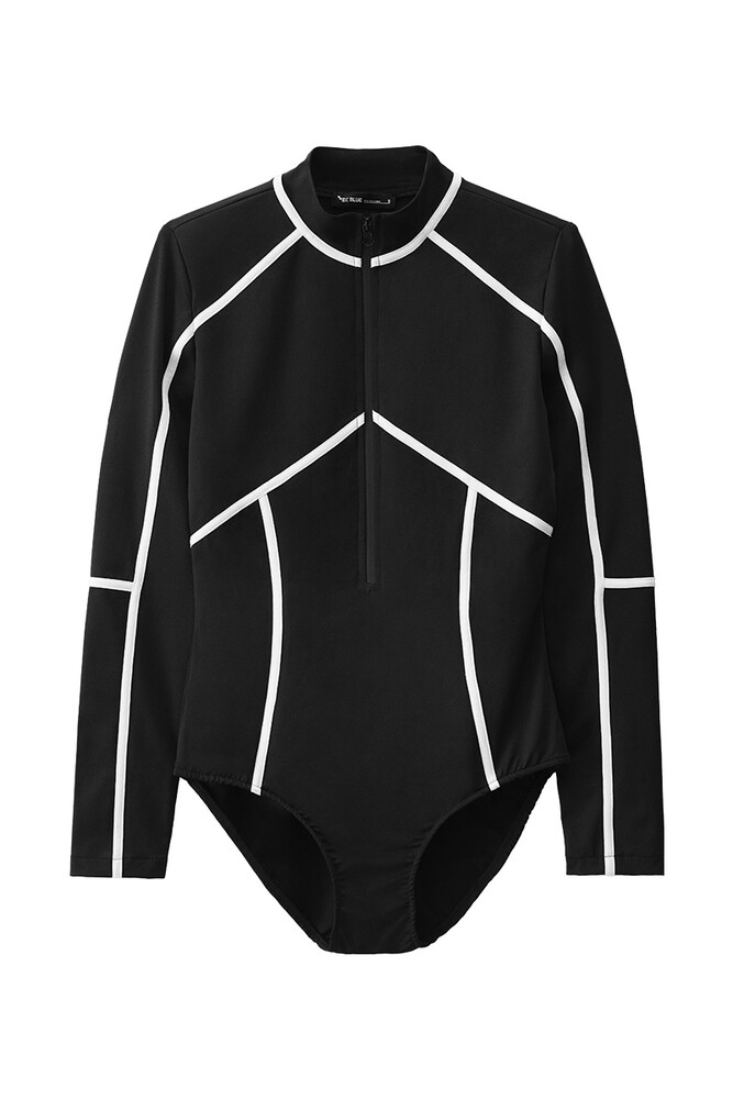 BE BLUE - SİYAH BİYE DETAYLI SURF MAYO