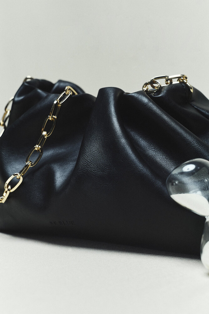 BE BLUE - SİYAH BÜZGÜLÜ ÇANTA