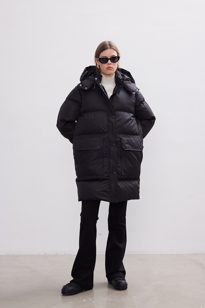 BE BLUE - SİYAH ÇIKARILABİLİR KAPÜŞONLU MONT