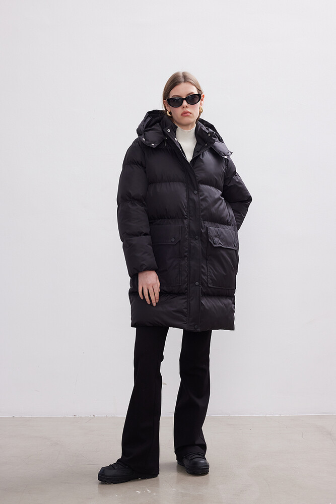 BE BLUE - SİYAH ÇIKARILABİLİR KAPÜŞONLU MONT