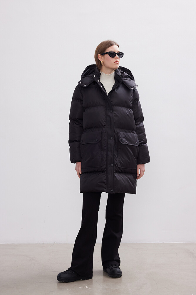 BE BLUE - SİYAH ÇIKARILABİLİR KAPÜŞONLU MONT