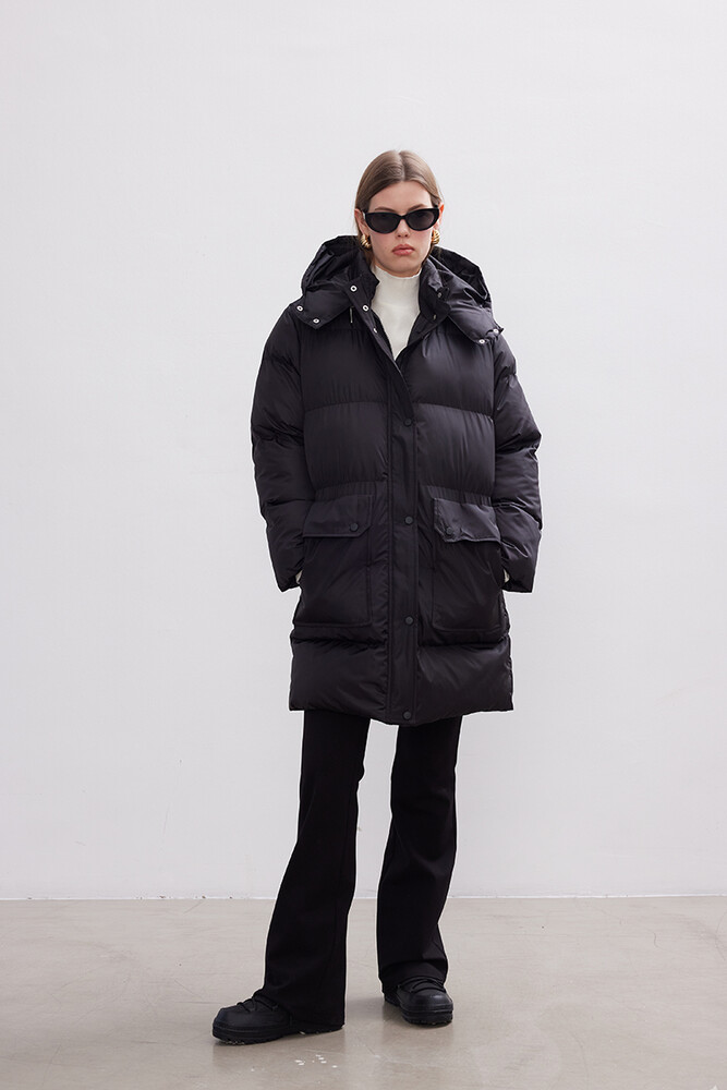 BE BLUE - SİYAH ÇIKARILABİLİR KAPÜŞONLU MONT