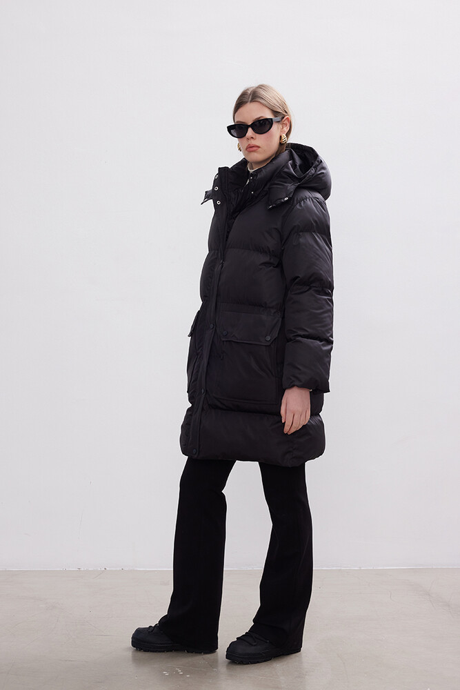 BE BLUE - SİYAH ÇIKARILABİLİR KAPÜŞONLU MONT