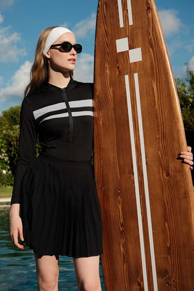 BE BLUE - SİYAH ÇİZGİLİ SURF MAYO