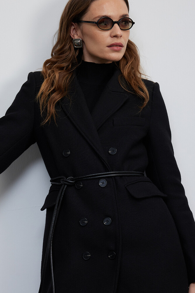 BE BLUE - SİYAH DERİ İP KEMER