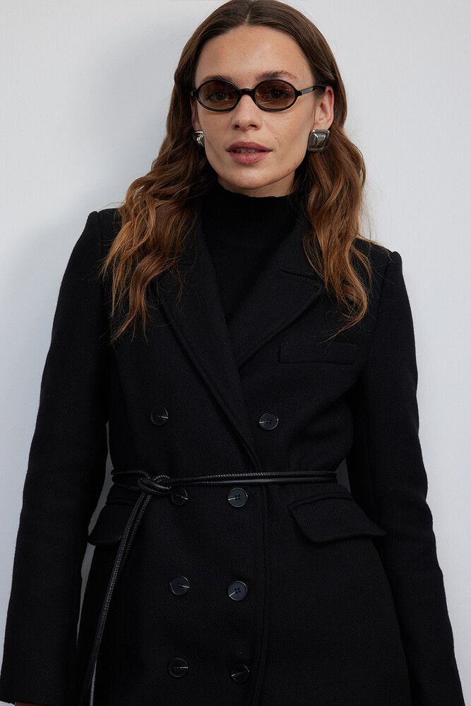 BE BLUE - SİYAH DERİ İP KEMER