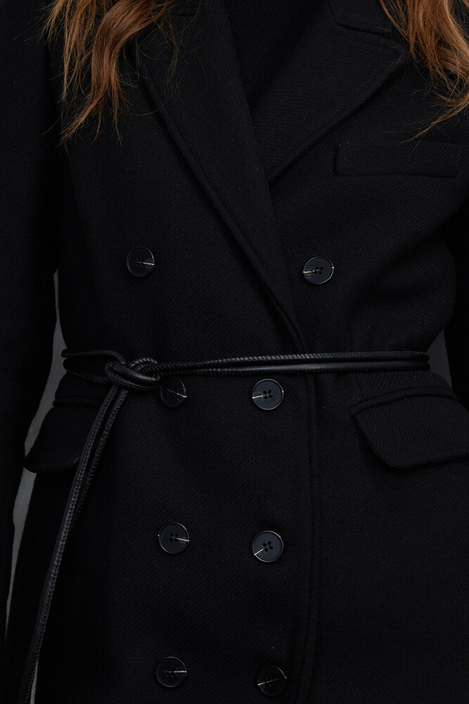 BE BLUE - SİYAH DERİ İP KEMER