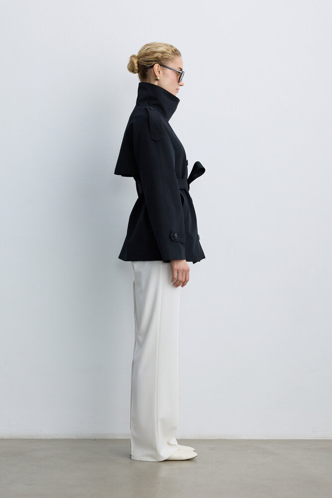 BE BLUE - SİYAH DİK YAKA TRENÇKOT