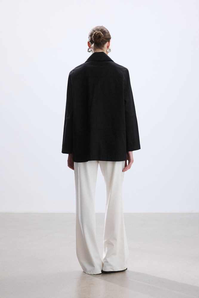 BE BLUE - SİYAH DİKİŞ DETAYLI GABARDİN CEKET