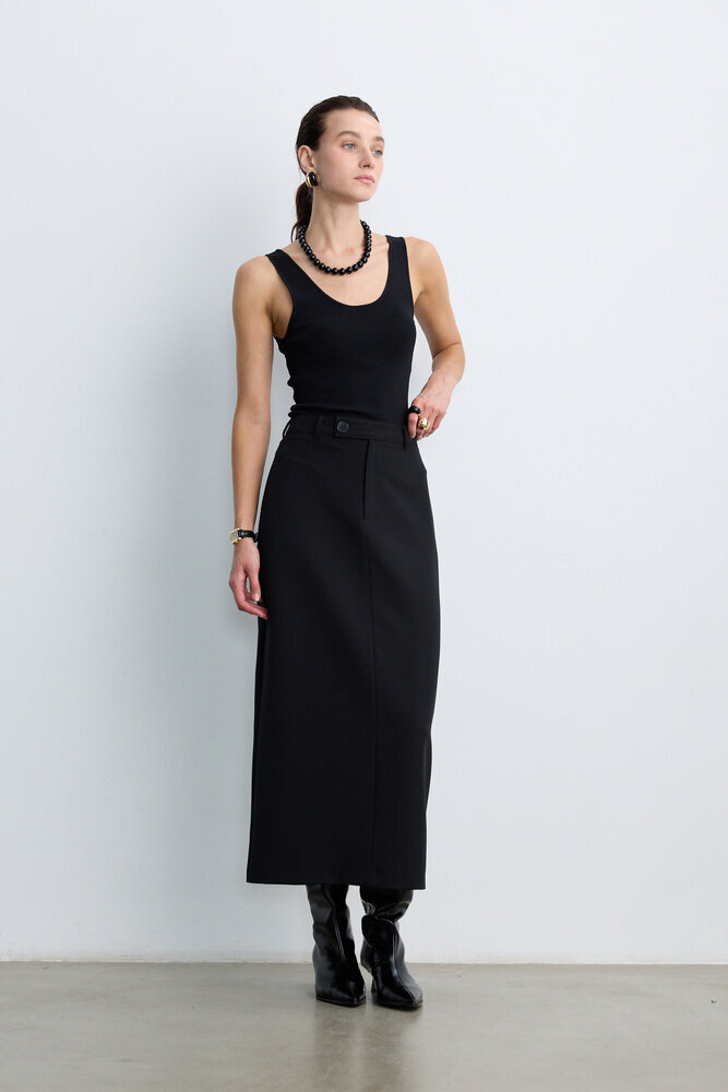 BE BLUE - SİYAH DİKİŞ DETAYLI KALEM ETEK